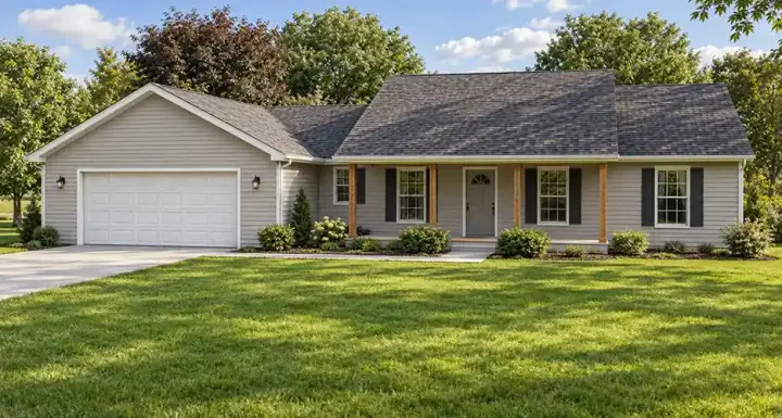 Country house plans 51-117 - front exterior, 1,360 sq ft, 3 bed, 2 bath house plans | Monster House Plans