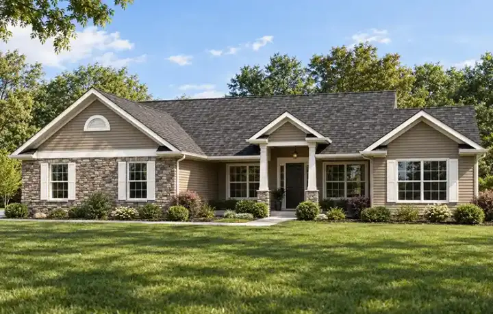 Traditional house plans 51-140 - front exterior, 2,078 sq ft, 3 bed, 2 bath house plans | Monster House Plans