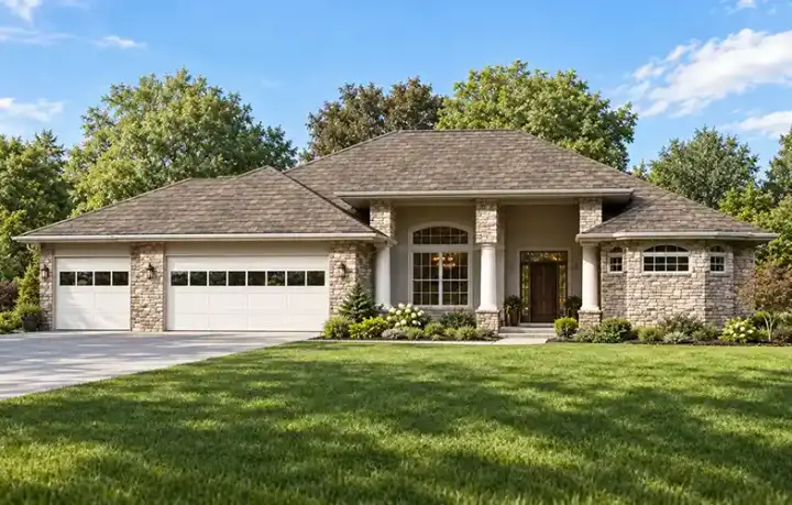 Contemporary house plans 51-142 - front exterior, 2,672 sq ft, 3 bed, 2 bath house plans | Monster House Plans