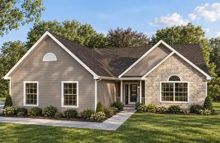 Traditional house plans 51-201 - front exterior, 1,480 sq ft, 3 bed, 2 bath house plans | Monster House Plans