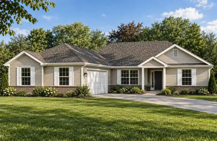 Traditional house plans 51-205 - front exterior, 1,630 sq ft, 3 bed, 2 bath house plans | Monster House Plans