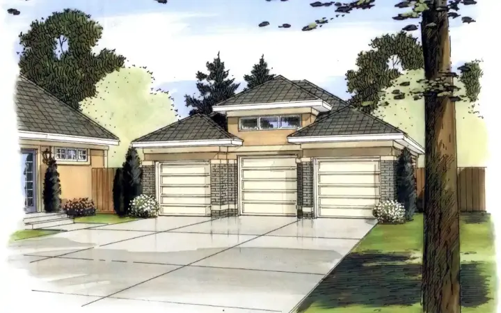 Contemporary house plans 52-105 - front exterior, 872 sq ft, 0 bed, 0 bath house plans | Monster House Plans