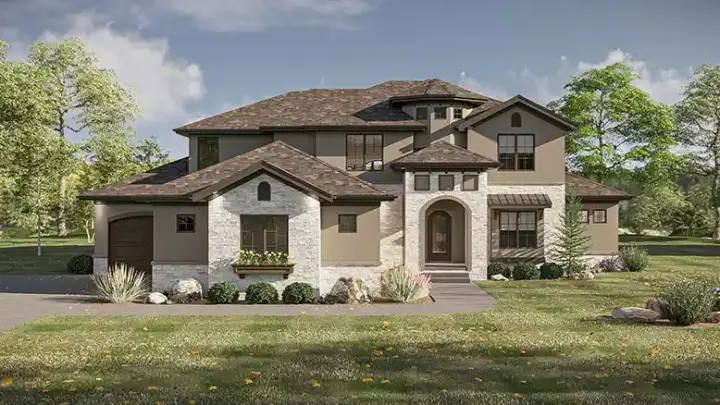 Mediterranean house plans 52-116 - front exterior, 3,446 sq ft, 4 bed, 3 bath house plans | Monster House Plans