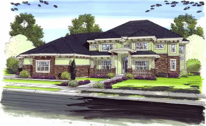 Craftsman house plans 52-118 - front exterior, 5,010 sq ft, 5 bed, 4 bath house plans | Monster House Plans