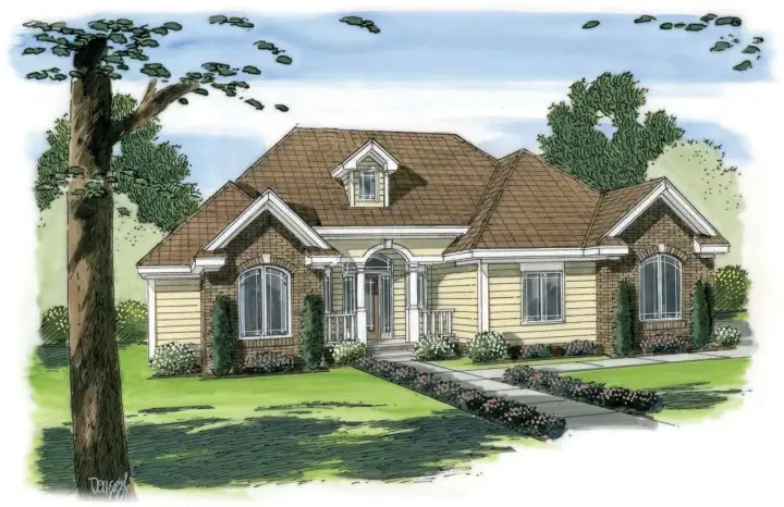 Traditional house plans 52-119 - front exterior, 1,828 sq ft, 2 bed, 2 bath house plans | Monster House Plans