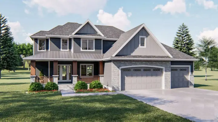 Country house plans 52-123 - front exterior, 2,200 sq ft, 4 bed, 2 bath house plans | Monster House Plans