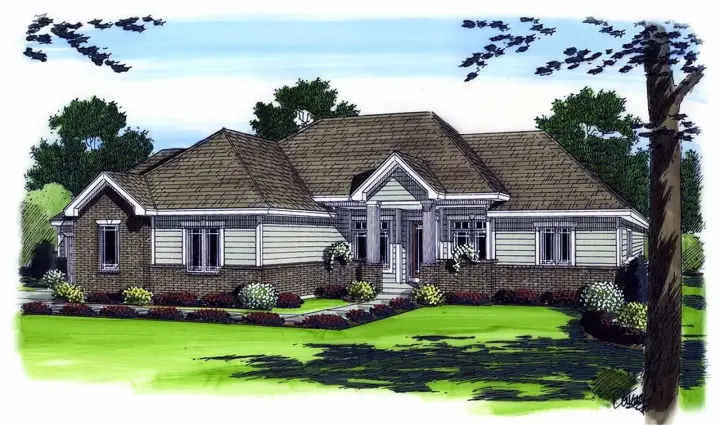 Traditional house plans 52-144 - front exterior, 1,998 sq ft, 2 bed, 2 bath house plans | Monster House Plans