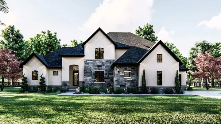 French Country house plans 52-150 - front exterior, 2,843 sq ft, 4 bed, 3 bath house plans | Monster House Plans