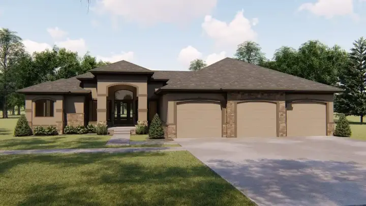 Mediterranean house plans 52-153 - front exterior, 2,112 sq ft, 2 bed, 2 bath house plans | Monster House Plans