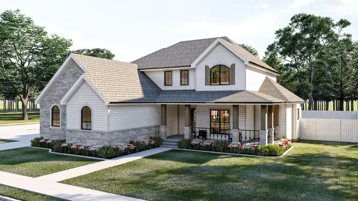 Traditional house plans 52-158 - front exterior, 2,150 sq ft, 3 bed, 2 bath house plans | Monster House Plans