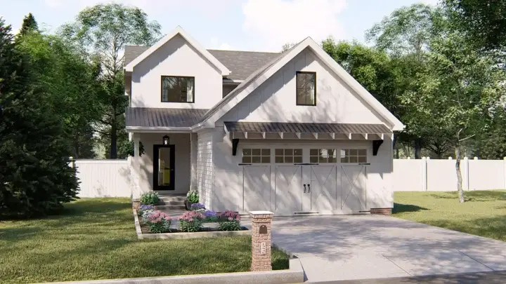Traditional house plans 52-163 - front exterior, 1,589 sq ft, 3 bed, 2 bath house plans | Monster House Plans