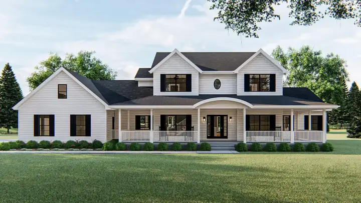 Country house plans 52-168 - front exterior, 3,142 sq ft, 4 bed, 3 bath house plans | Monster House Plans