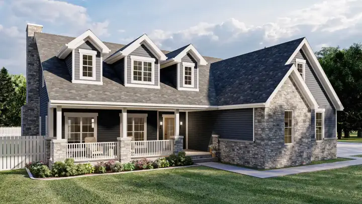 Country house plans 52-180 - front exterior, 2,614 sq ft, 2 bed, 2 bath house plans | Monster House Plans