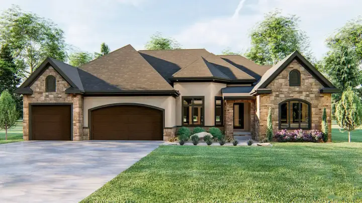European house plans 52-181 - front exterior, 2,788 sq ft, 4 bed, 3 bath house plans | Monster House Plans
