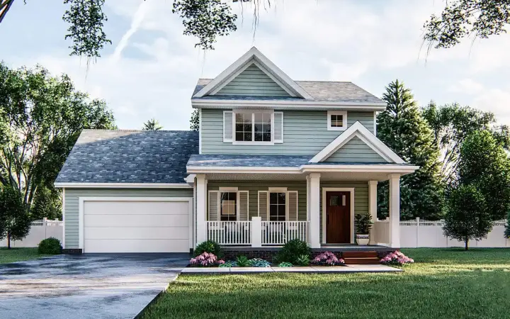 Country house plans 52-190 - front exterior, 1,492 sq ft, 3 bed, 2 bath house plans | Monster House Plans