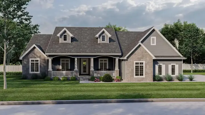Country house plans 52-193 - front exterior, 2,471 sq ft, 3 bed, 2 bath house plans | Monster House Plans