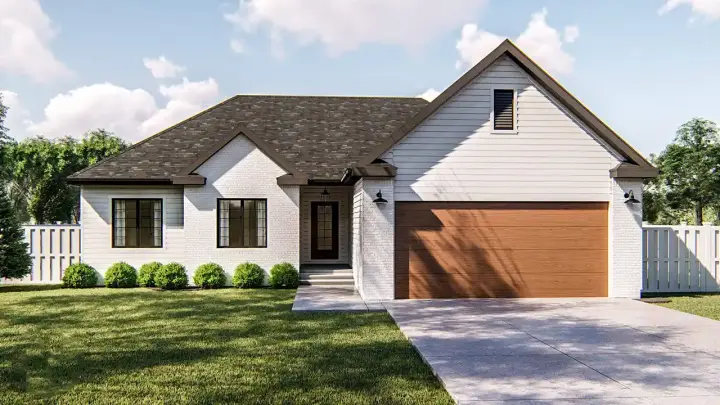 Traditional house plans 52-204 - front exterior, 1,386 sq ft, 3 bed, 2 bath house plans | Monster House Plans