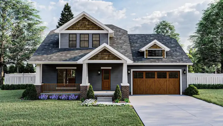Craftsman house plans 52-213 - front exterior, 1,618 sq ft, 3 bed, 2 bath house plans | Monster House Plans