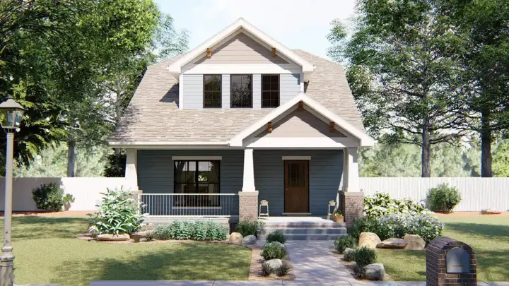 Craftsman house plans 52-218 - front exterior, 1,446 sq ft, 2 bed, 2 bath house plans | Monster House Plans