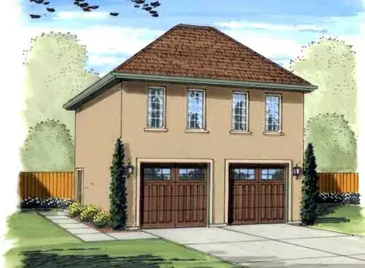 Traditional house plans 52-222 - front exterior, 573 sq ft, 1 bed, 1 bath house plans | Monster House Plans