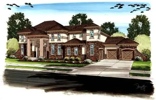 Mediterranean house plans 52-238 - front exterior, 4,566 sq ft, 5 bed, 4 bath house plans | Monster House Plans