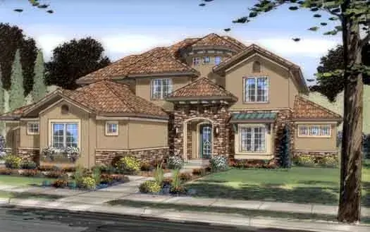 Tuscan house plans 52-240 - front exterior, 3,446 sq ft, 4 bed, 3 bath house plans | Monster House Plans