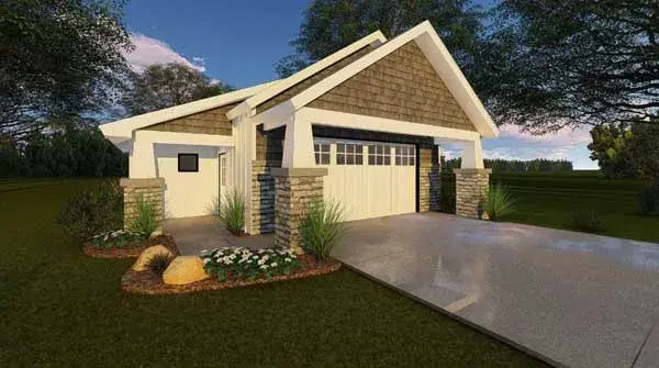Contemporary house plans 52-253 - front exterior, 698 sq ft, 0 bed, 0 bath house plans | Monster House Plans