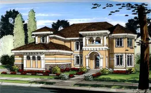 Mediterranean house plans 52-260 - front exterior, 3,524 sq ft, 4 bed, 3 bath house plans | Monster House Plans