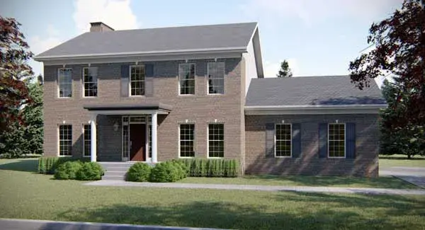 Colonial house plans 52-262 - front exterior, 2,235 sq ft, 3 bed, 2 bath house plans | Monster House Plans