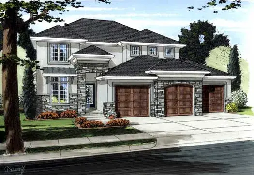 Mediterranean house plans 52-264 - front exterior, 2,253 sq ft, 4 bed, 2 bath house plans | Monster House Plans