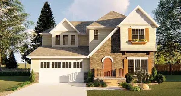 French Country house plans 52-271 - front exterior, 2,812 sq ft, 4 bed, 2 bath house plans | Monster House Plans