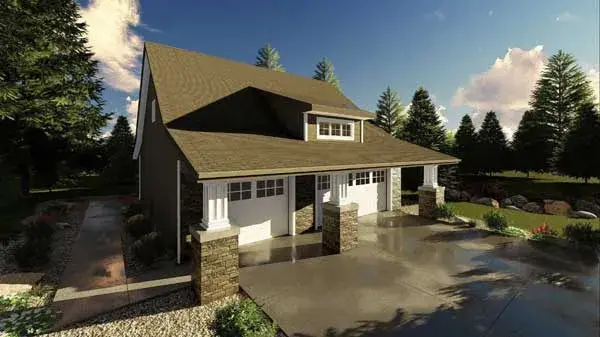 Bungalow house plans 52-276 - front exterior, 1,095 sq ft, 1 bed, 1 bath house plans | Monster House Plans