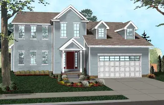 Colonial house plans 52-283 - front exterior, 2,281 sq ft, 4 bed, 3 bath house plans | Monster House Plans