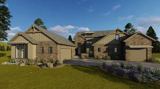 Mountain Rustic house plans 52-297 - front exterior, 2,969 sq ft, 4 bed, 3 bath house plans | Monster House Plans