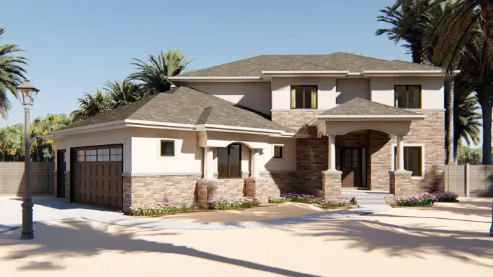 Mediterranean house plans 52-300 - front exterior, 2,502 sq ft, 4 bed, 3 bath house plans | Monster House Plans