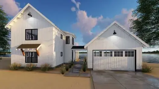 Modern Farmhouse house plans 52-304 - front exterior, 1,757 sq ft, 2 bed, 2 bath house plans | Monster House Plans