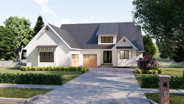 Modern Farmhouse house plans 52-329 - front exterior, 1,900 sq ft, 2 bed, 2 bath house plans | Monster House Plans