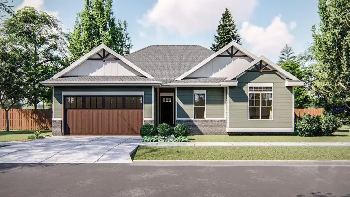 Traditional house plans 52-337 - front exterior, 1,343 sq ft, 3 bed, 2 bath house plans | Monster House Plans