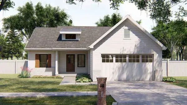 Traditional house plans 52-341 - front exterior, 1,290 sq ft, 3 bed, 2 bath house plans | Monster House Plans