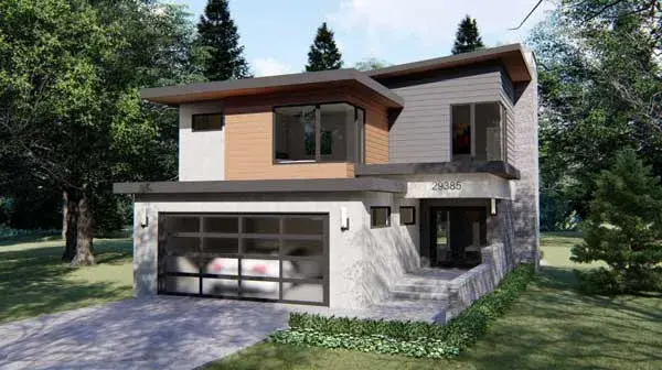 Modern house plans 52-342 - front exterior, 2,001 sq ft, 3 bed, 2 bath house plans | Monster House Plans