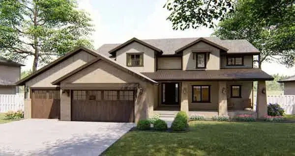 Ranch house plans 52-345 - front exterior, 2,955 sq ft, 4 bed, 3 bath house plans | Monster House Plans