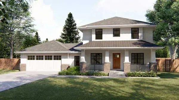 Craftsman house plans 52-348 - front exterior, 2,251 sq ft, 3 bed, 2 bath house plans | Monster House Plans