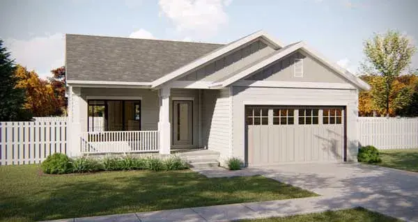 Country house plans 52-349 - front exterior, 831 sq ft, 1 bed, 1 bath house plans | Monster House Plans