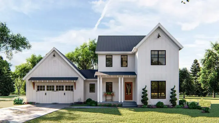 Modern Farmhouse house plans 52-351 - front exterior, 1,994 sq ft, 3 bed, 2 bath house plans | Monster House Plans
