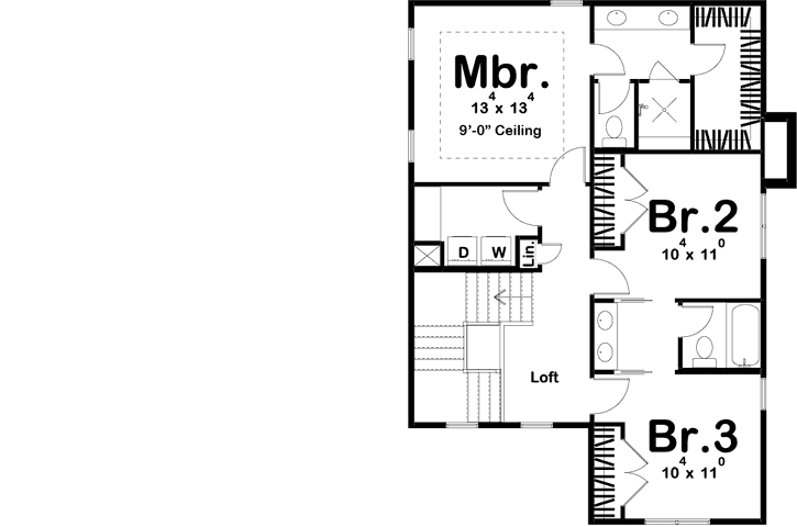Upper/Second Floor Plan: 52-351