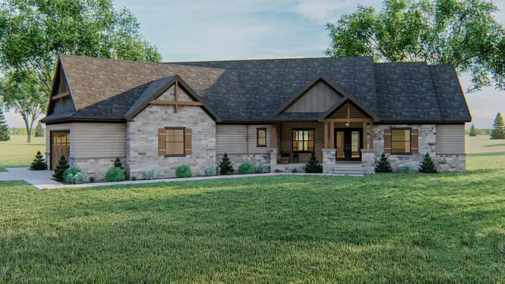 Craftsman house plans 52-352 - front exterior, 2,167 sq ft, 3 bed, 2 bath house plans | Monster House Plans
