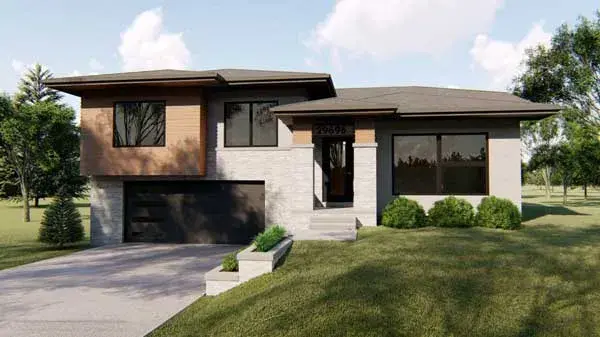 Modern house plans 52-355 - front exterior, 1,507 sq ft, 3 bed, 2 bath house plans | Monster House Plans