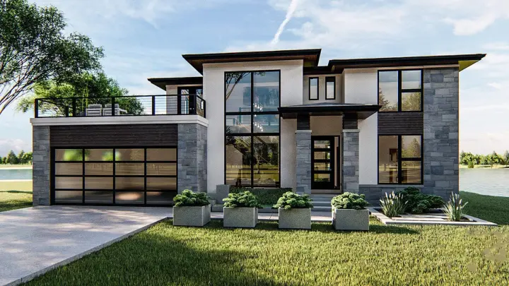 Modern house plans 52-360 - front exterior, 2,499 sq ft, 4 bed, 2 bath house plans | Monster House Plans