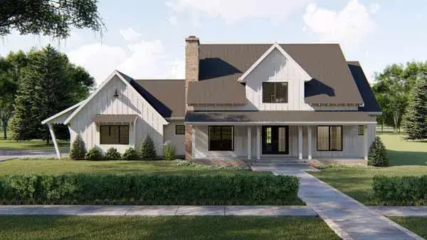 Modern Farmhouse house plans 52-362 - front exterior, 2,334 sq ft, 3 bed, 2 bath house plans | Monster House Plans