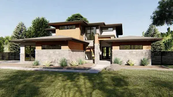Modern house plans 52-365 - front exterior, 2,495 sq ft, 4 bed, 2 bath house plans | Monster House Plans